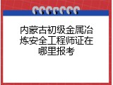 内蒙古初级金属冶炼安全工程师证在哪里报考