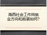 海西社会工作师就业方向和前景如何？