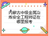内蒙古中级金属冶炼安全工程师证在哪里报考