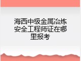 海西中级金属冶炼安全工程师证在哪里报考