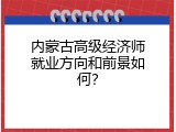内蒙古高级经济师就业方向和前景如何？