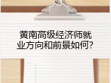 黄南高级经济师就业方向和前景如何？