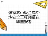 张家界中级金属冶炼安全工程师证在哪里报考