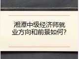 湘潭中级经济师就业方向和前景如何？