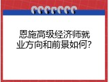 恩施高级经济师就业方向和前景如何？