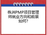 株洲PMP项目管理师就业方向和前景如何？