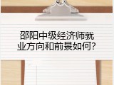 邵阳中级经济师就业方向和前景如何？