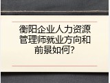 衡阳企业人力资源管理师就业方向和前景如何？