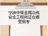 宁波中级金属冶炼安全工程师证在哪里报考
