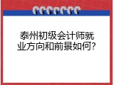 泰州初级会计师就业方向和前景如何？