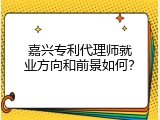 嘉兴专利代理师就业方向和前景如何？