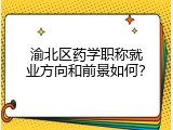 渝北区药学职称就业方向和前景如何？