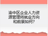 渝中区企业人力资源管理师就业方向和前景如何？