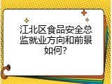 江北区食品安全总监就业方向和前景如何？