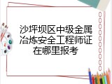 沙坪坝区中级金属冶炼安全工程师证在哪里报考