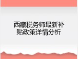 西藏税务师最新补贴政策详情分析