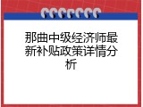 那曲中级经济师最新补贴政策详情分析