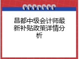 昌都中级会计师最新补贴政策详情分析