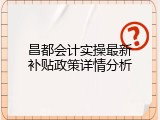 昌都会计实操最新补贴政策详情分析