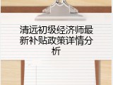 清远初级经济师最新补贴政策详情分析