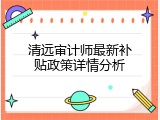 清远审计师最新补贴政策详情分析