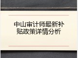 中山审计师最新补贴政策详情分析