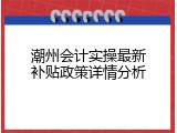 潮州会计实操最新补贴政策详情分析