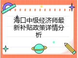 海口中级经济师最新补贴政策详情分析
