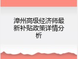漳州高级经济师最新补贴政策详情分析