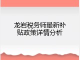 龙岩税务师最新补贴政策详情分析