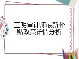 三明审计师最新补贴政策详情分析