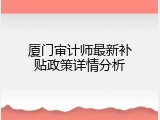 厦门审计师最新补贴政策详情分析