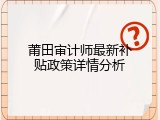 莆田审计师最新补贴政策详情分析