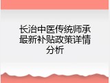 长治中医传统师承最新补贴政策详情分析