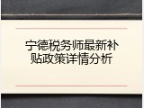 宁德税务师最新补贴政策详情分析