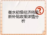衡水初级经济师最新补贴政策详情分析