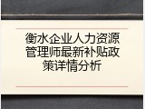 衡水企业人力资源管理师最新补贴政策详情分析