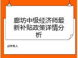 廊坊中级经济师最新补贴政策详情分析