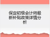 保定初级会计师最新补贴政策详情分析