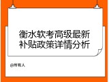 衡水软考高级最新补贴政策详情分析
