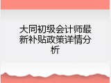 大同初级会计师最新补贴政策详情分析