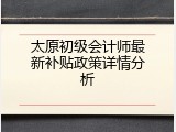 太原初级会计师最新补贴政策详情分析