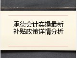 承德会计实操最新补贴政策详情分析