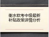 衡水软考中级最新补贴政策详情分析