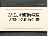 怒江护师职称成绩大概什么时候出来