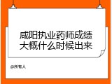 咸阳执业药师成绩大概什么时候出来