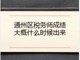 通州区税务师成绩大概什么时候出来