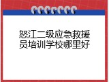 怒江二级应急救援员培训学校哪里好