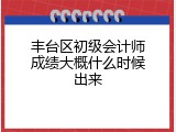 丰台区初级会计师成绩大概什么时候出来