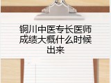 铜川中医专长医师成绩大概什么时候出来